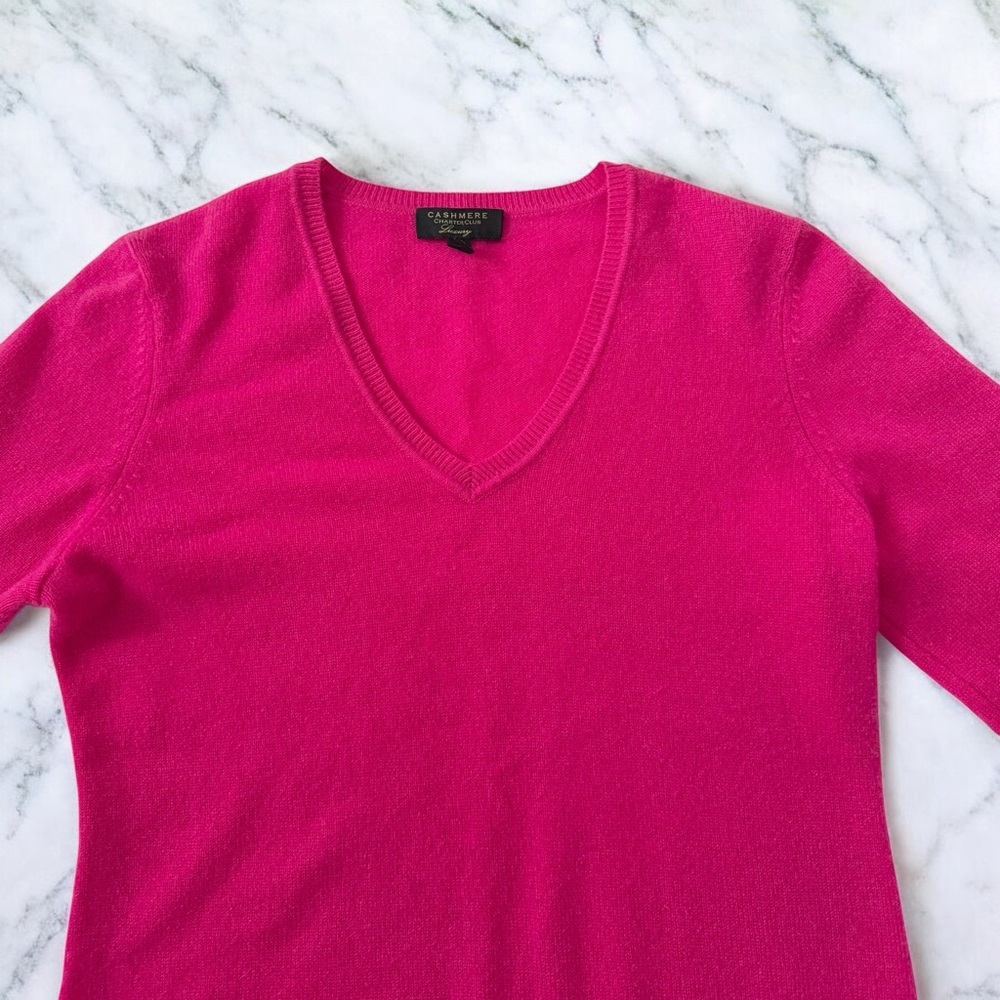 Charter Club 100% Cashmere Sweater Womens Small Pink V-Neck Pullover Soft Luxury - Picture 2 of 9